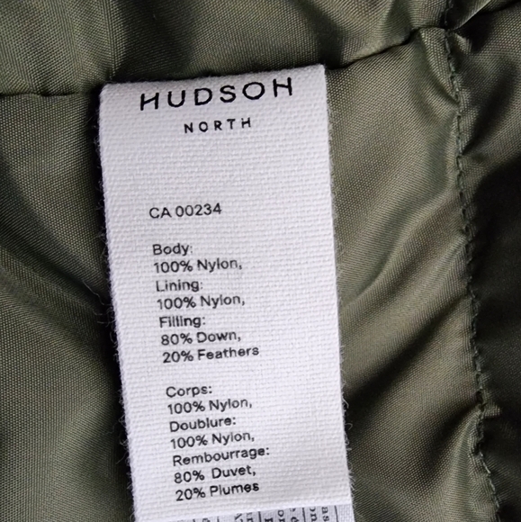 Hudson North Men's Olive Green Down Winter Hooded Puffer Parka  Coat Sz Medium - Picture 12 of 15